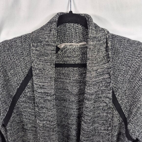 Athleta Sweater Womens L Gray Black Linen Blend Cardigan Open Front Long Sleeve - Picture 4 of 8